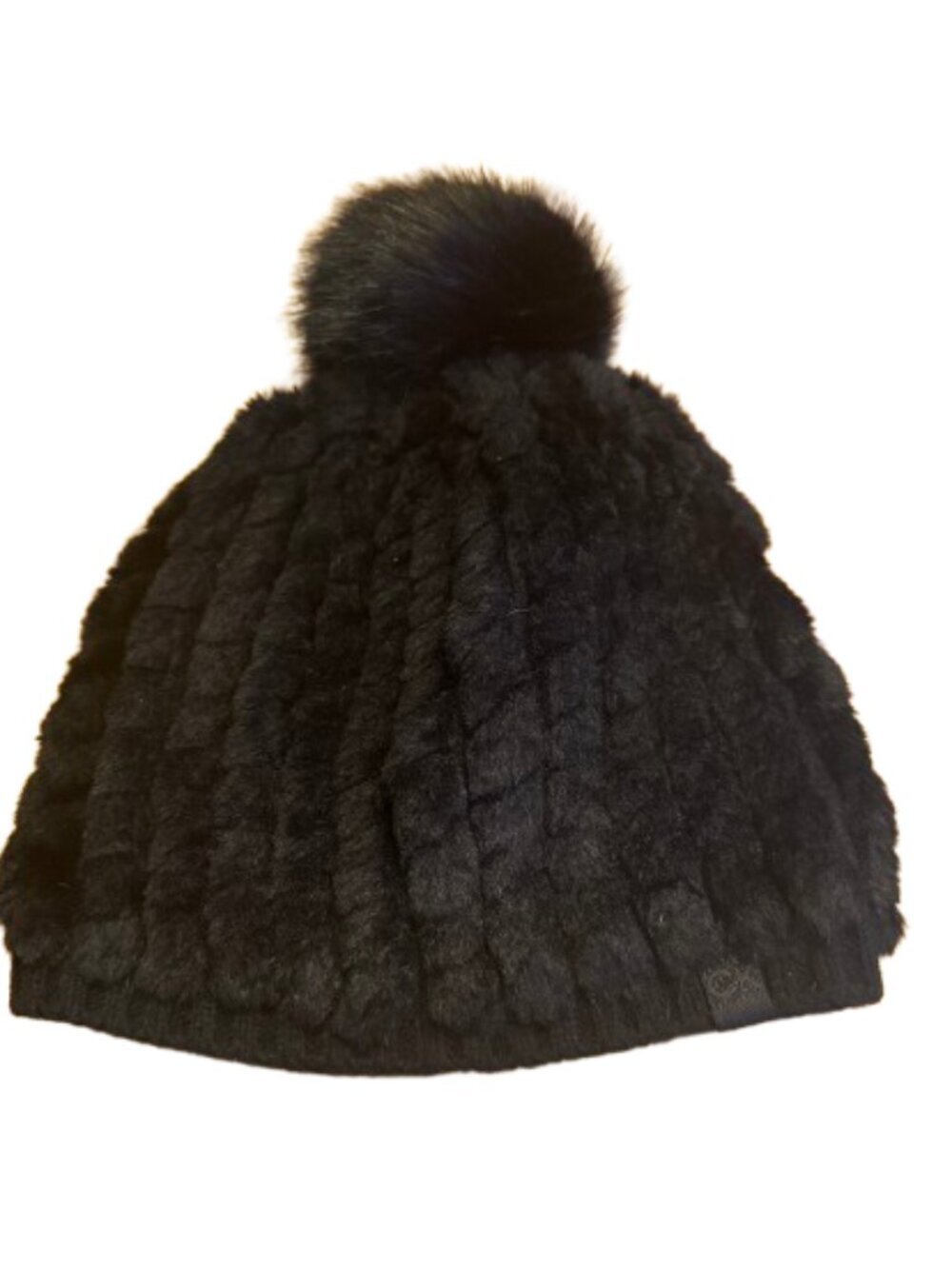 Calvin Klein Black Pom Pom Beanie Hat - Black O/S (B34) - Picture 2 of 7
